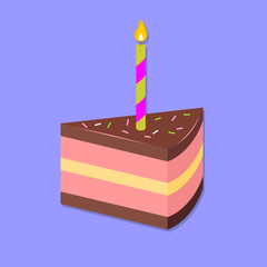 Slice of cake isolated. Flat style vector illustration.
