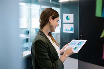 Female entrepreneur using digital tablet at office