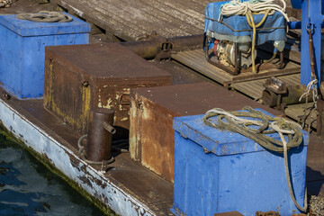 rusty chain on an old pontoon on Lake Geneva, Switzerland