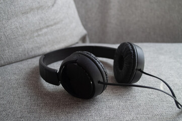 
headphones gray background