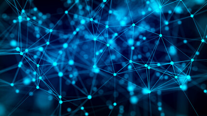Abstract background. Digital blue DNA texture. Futuristic technology AI element. 3D rendering.