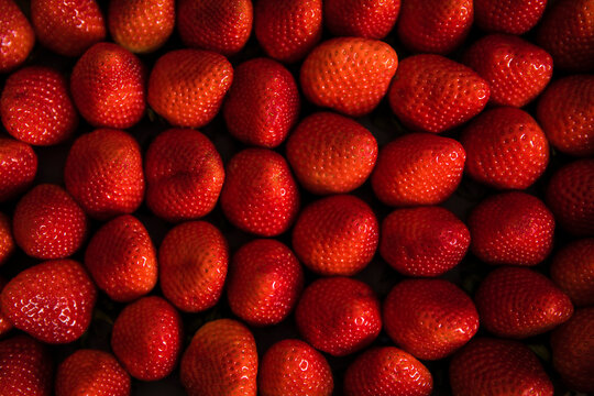 Full frame of fresh ripe strawberries