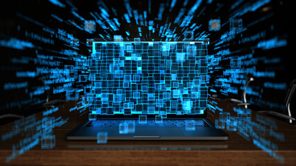 3D illustration of use of AI in companies