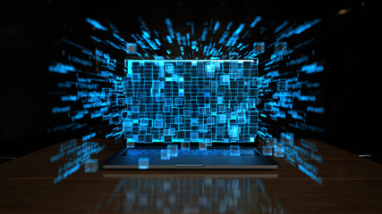 3D illustration of use of AI in companies