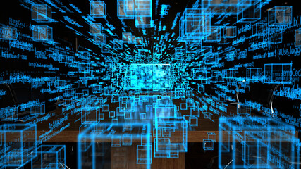 3D illustration of use of AI in companies