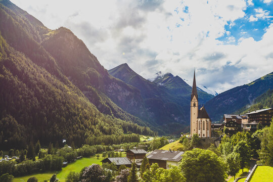 Austria, Carinthia, Heiligenblut, Church in Alps