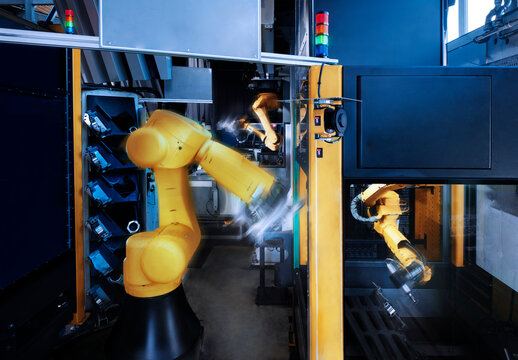 Robotic arm with equipment in industry