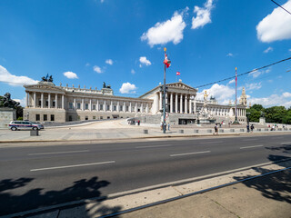 Austria, Vienna, Street in front of Austrian Parliament Building