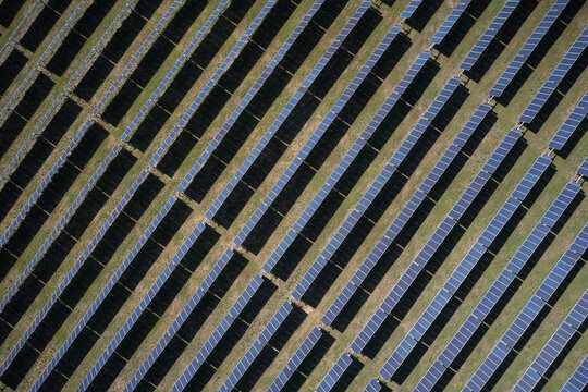 Solar field from above, Virginia, USA