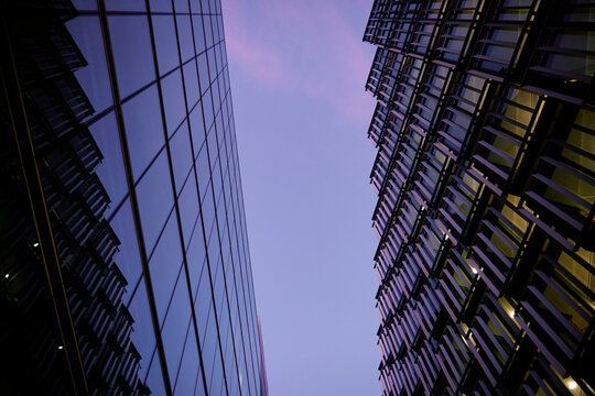 UK, London, Low angle view of skyscrapers
