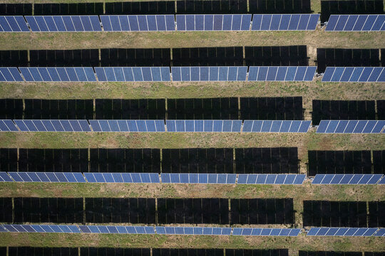 Solar field from above, Virginia, USA