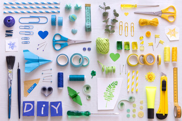 Arrangement of various DIY and sewing tools