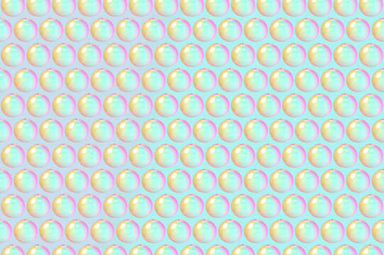 Three dimensional pattern of rows of bubbles against green background