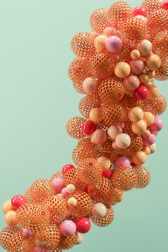 Three dimensional render of various connected spheres