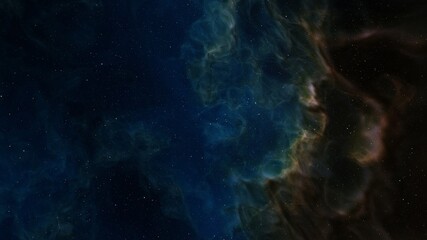 Space background with realistic nebula and shining stars. Colorful cosmos with stardust and milky way. Magic color galaxy. Infinite universe and starry night. 3d Render