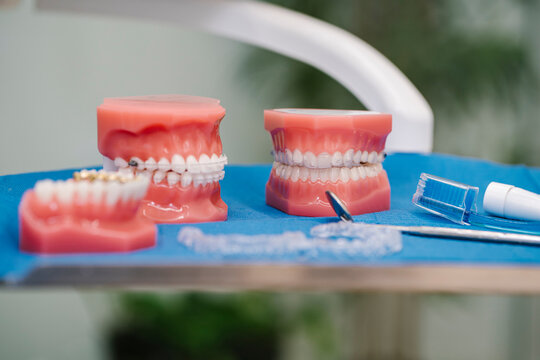 Dentures with equipment in clinic