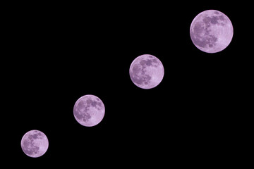 View of the phases of the pink supermoon of April 27, 2021