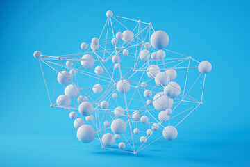 Three dimensional render of white connected spheres