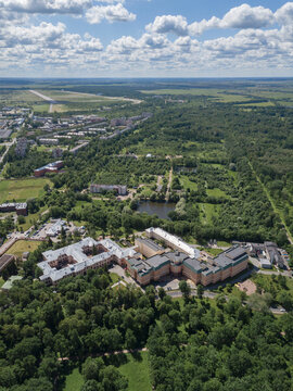 Aerial view over Tsarskoye Selo, Pushkin, Russia