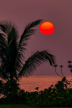 Beautiful sunset by sea, Kuda Huraa Island, Maldives