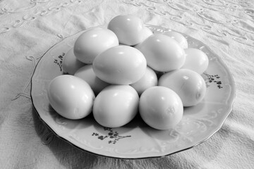 Hard boiled eggs on a plate