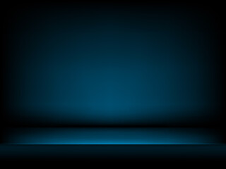 Studio blue background in abstract style. Dark blue abstract gradient background with soft shadows.