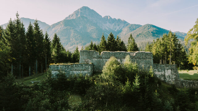 Old Fort Claudia amidst forest at Reutte, Tirol, Austria
