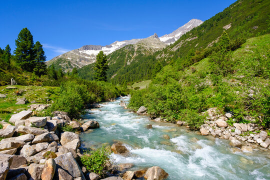Torrent Zamserbach, Zillertal Alps, Ziller valley, Tyrol, Austria