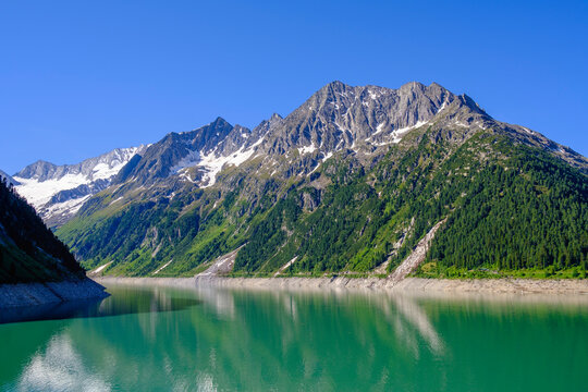 Schlegeis reservoir, Zillertal Alps, Ziller valley, Tyrol, Austria