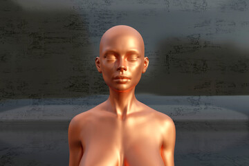 3D illustration of female made of copper