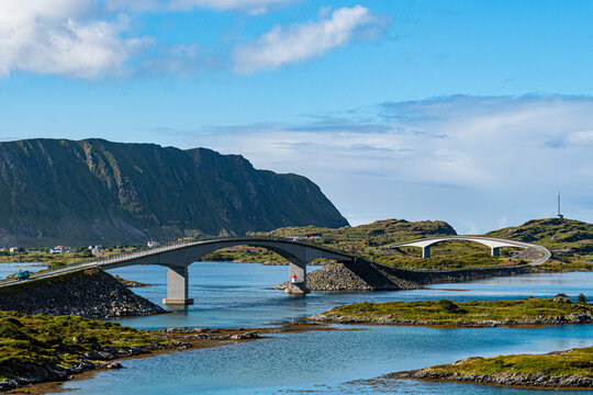 Fredvang bro bridge at Lofoten, Norway