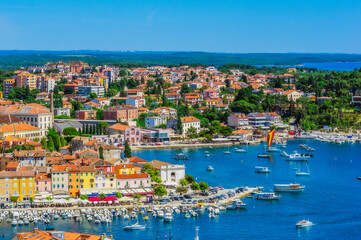 View over Rovinj from church of St. Euphemia, Istria, Croatia