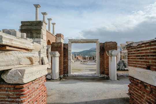 Turkey, Izmir Province, Selcuk, Doorway in ancient ruins of Basilica of Saint John
