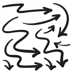 Sketchy arrow set, doodle arrows, hand drawn direction marks
