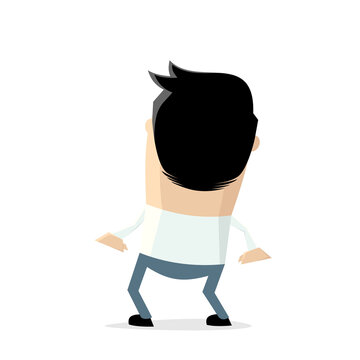 funny illustration of a cartoon man from behind