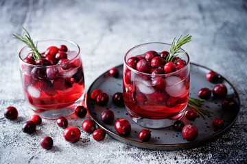 Cranberry rosemary gin in glass