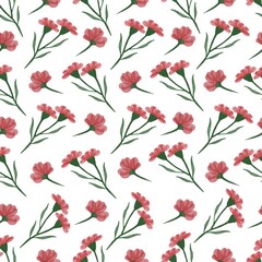 Seamless pattern of red wildflowers for fabric  and background design 