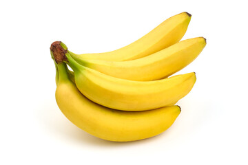 Bunch of bananas, front view, isolated on white background. High resolution image.
