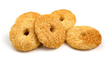 Crispy shortbread cookies, isolated on white background. High resolution image.