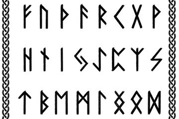 The runic alphabet or futhark raw illustration 