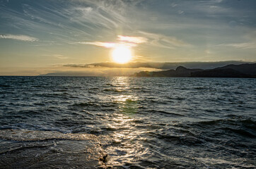 Seascape. Sunset at sea. Crimea.