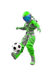 astronaut girl is playing football