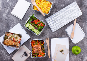 Lunch time in office. Food delivery