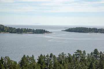 Picturesque natural landscape. Beautiful view of the Ladoga lake Republic of Karelia. The nature of the North of Russia.