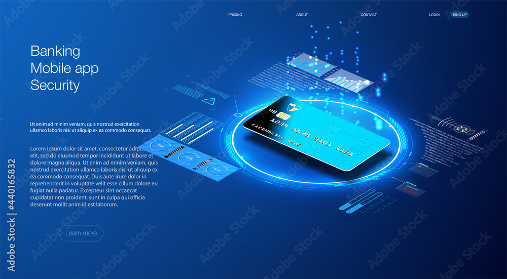 Poster the credit card is isometric. the concept of the protective functions of the map. can use for web ba