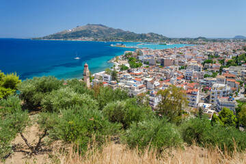 Fototapeta na wymiar Picturesque landscape of Zakynthos town. Zakynthos island on Ionian Sea is situated on the west of Greece.