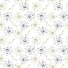 Beautiful abstract seamless pattern of spots and streaks on a white background.