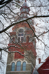 Clock tower in the snow