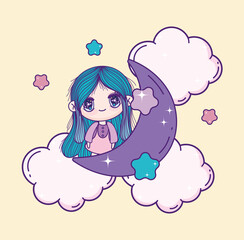 anime girl on moon