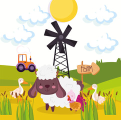 Obraz na płótnie Canvas farm animals in field